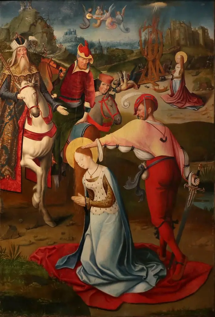 Beheading of Saint Catherine, by Pierre Des Mares the Elder, paint, 1500