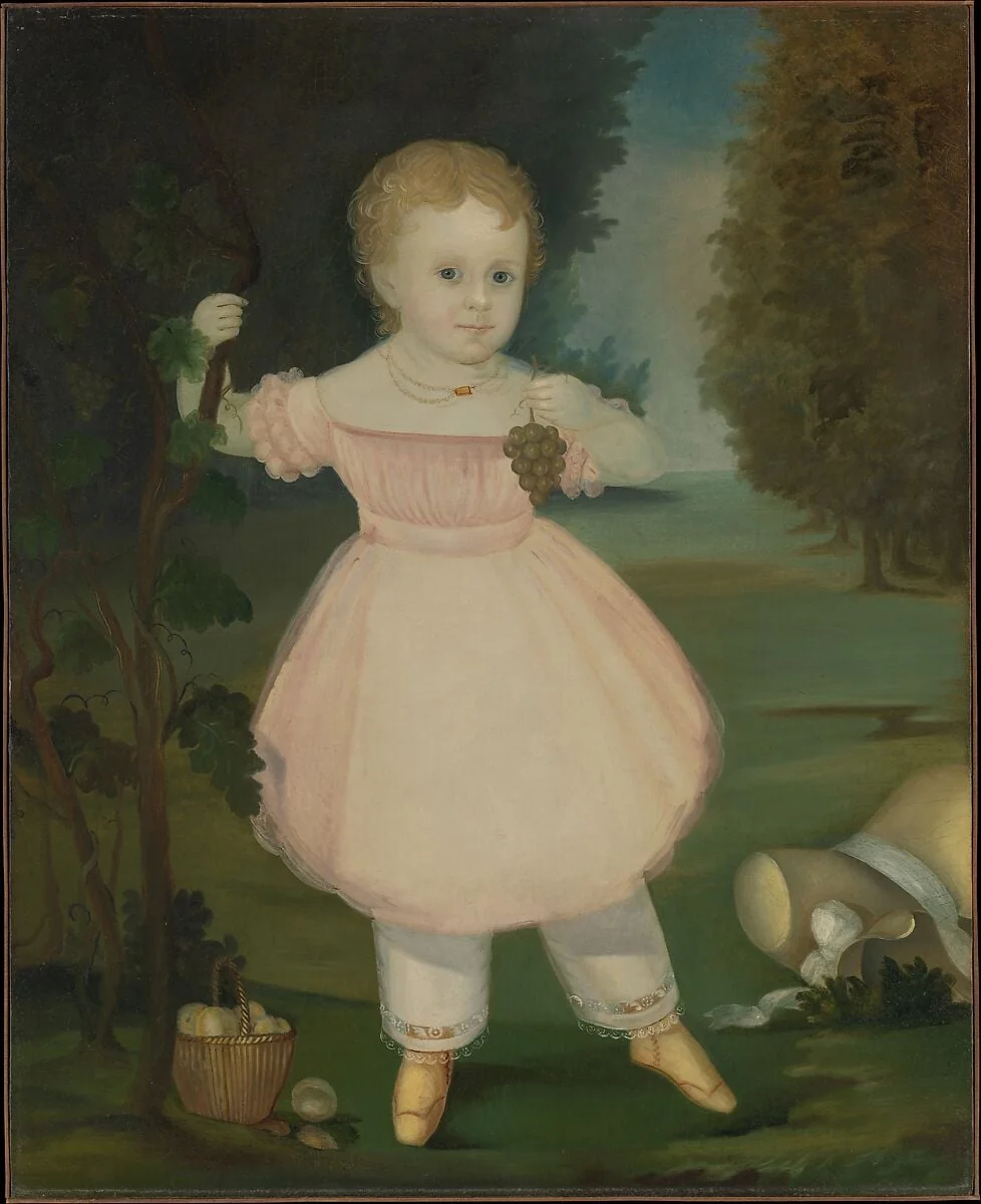 Portrait of a Little Girl Picking Grapes, detail