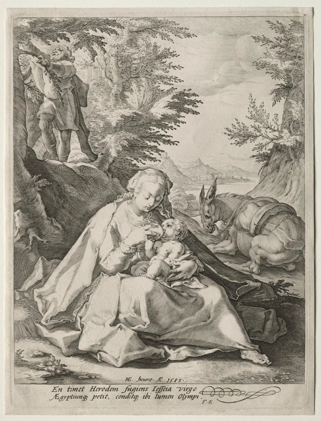 Rest on the Flight into Egypt, by Jacob Matham, 1589