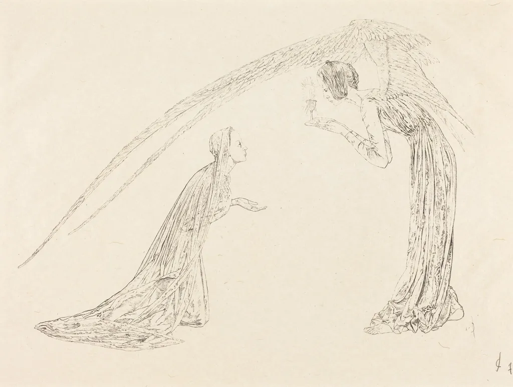 The Annunciation (L'Annonciation), by Carlos Schwabe, ink, 1893