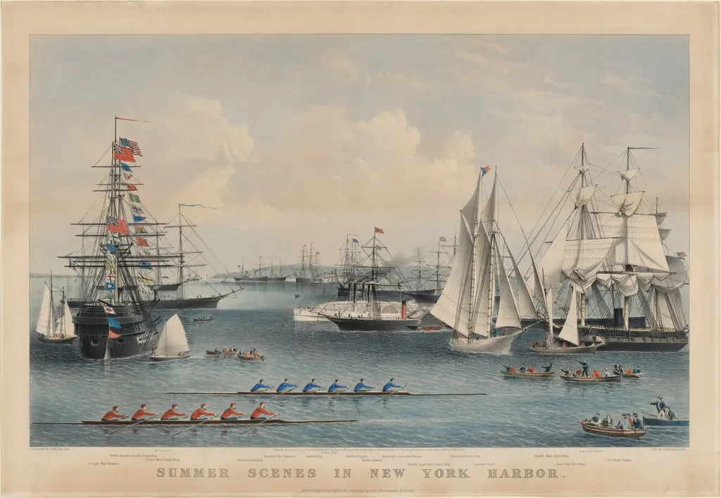 Summer Scenes in New York Harbor, by Charles Parsons, ink, 1869