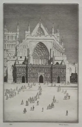 Exeter Cathedral, by Herbert Gordon Warlow, 1923