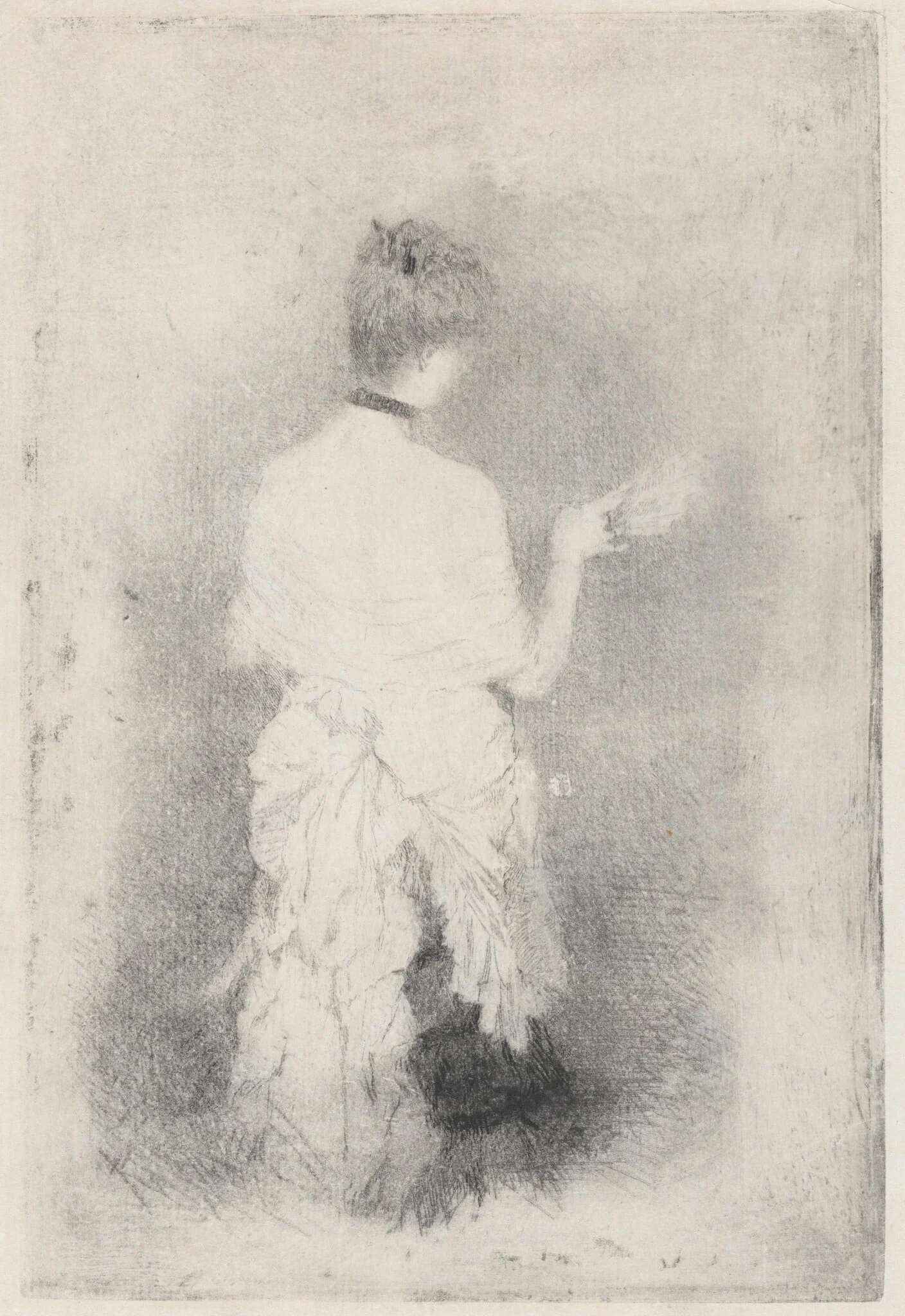 Elegant Young Woman Seen from Behind, detail