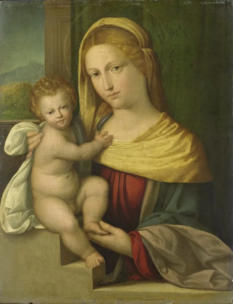 Virgin and Child, by Benvenuto Tisi, oil, 1550