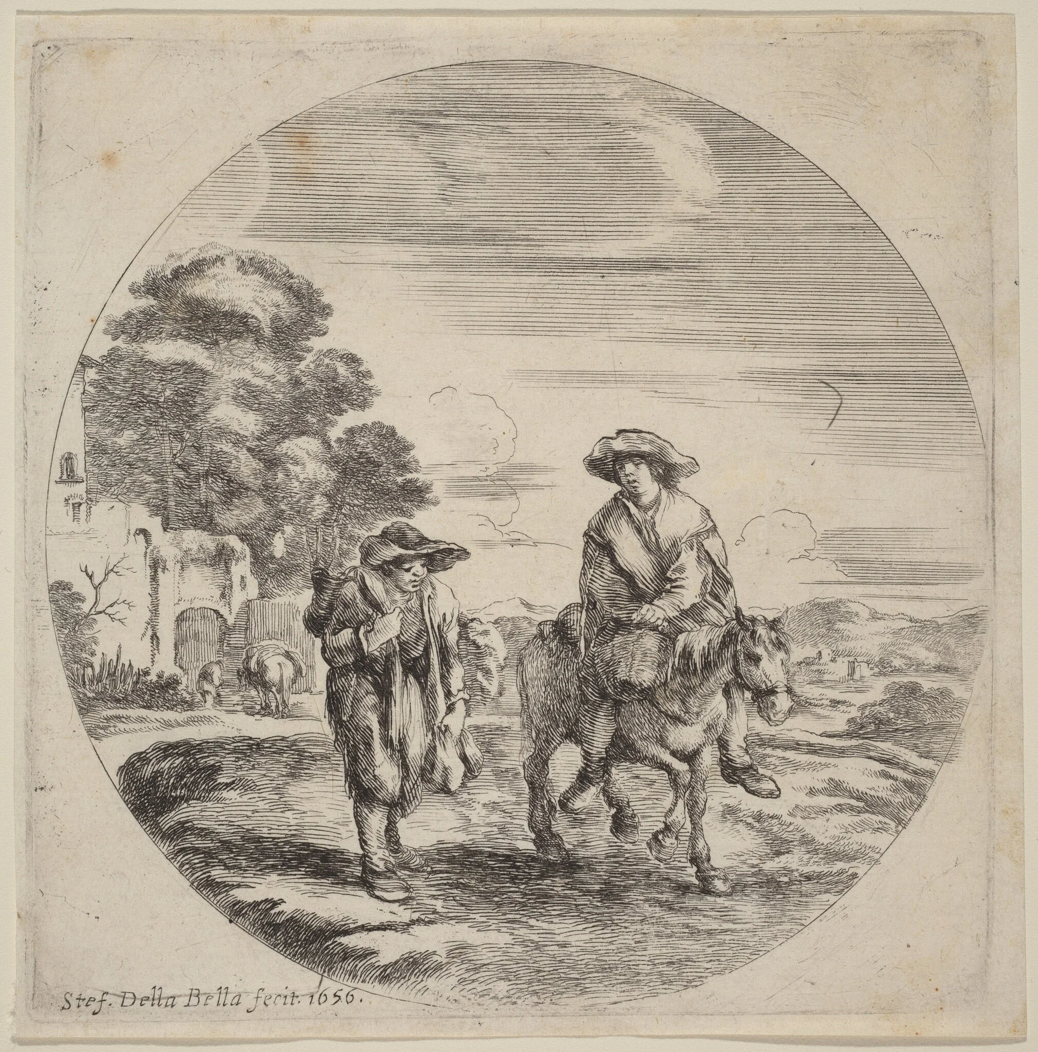 Two Peasants Traveling in a Landscape, detail