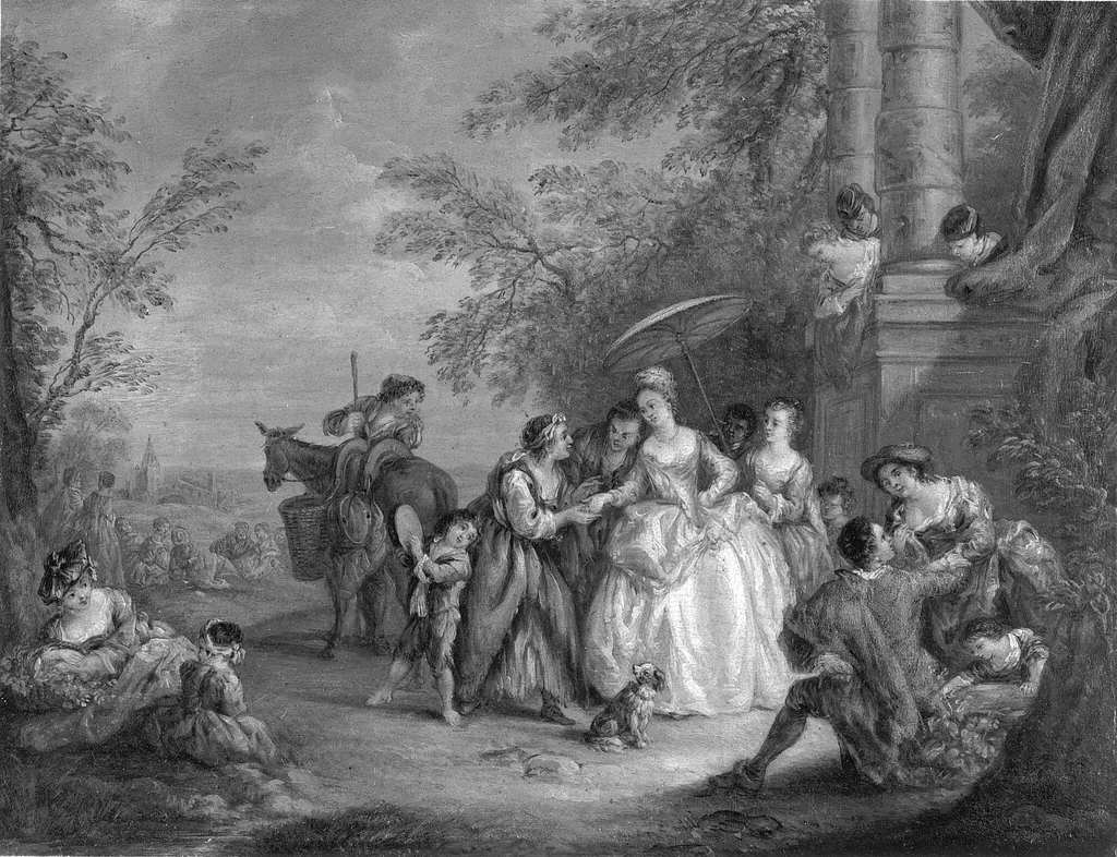 La Bonne Aventure (The Fortune Teller), by After Jean Baptiste Joseph Pater, oil, 1716