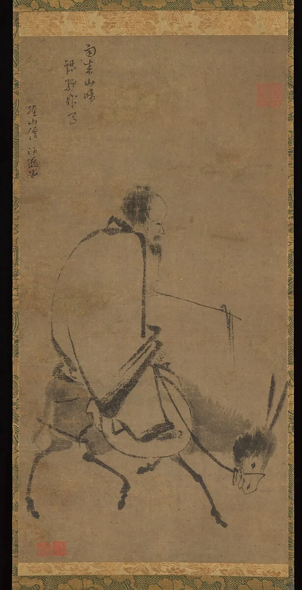南宋 佚名 騎驢圖 軸|Chan master riding a mule, detail