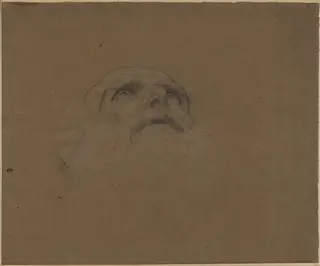 Head of an Old Man, by Alphonse Legros, chalk, 1874