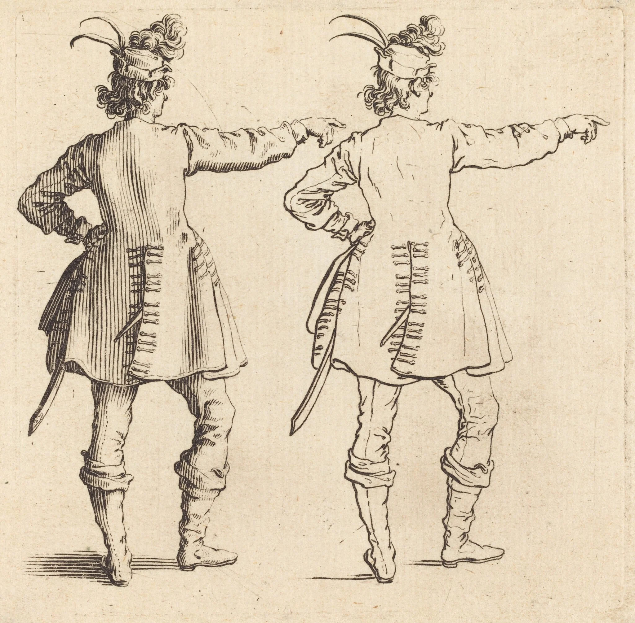 Officer with Feathers in Cap, Seen from Behind, detail