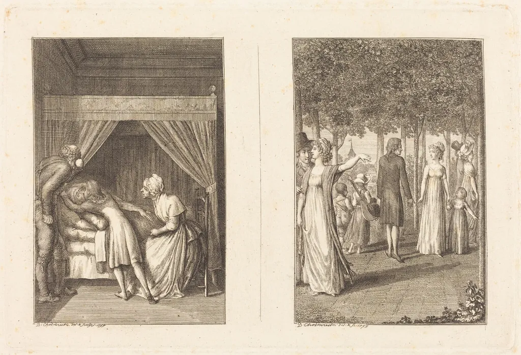 Illustrations to La Fontaine, by Daniel Nikolaus Chodowiecki, ink, 1800