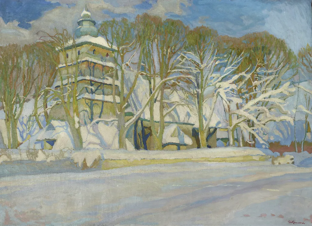 Church at Poronin, by Stanisław Kamocki, oil, 1908