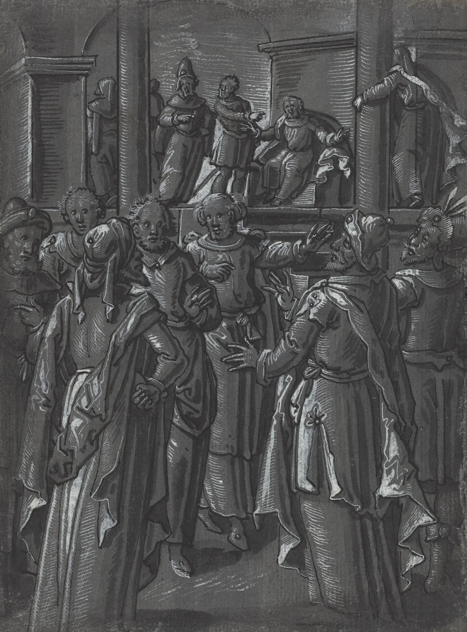 The High Priest before Pilate [verso], detail