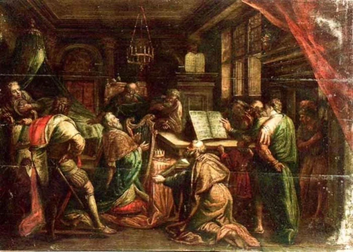 Regele David cântând la harpă, detail