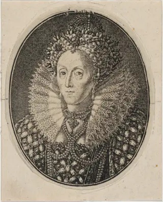 Elizabeth, Queen of England, by Simon van de Passe, ink, 1621