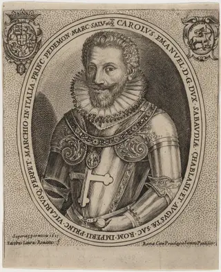 Charles Emmanuel I, Prince of Piedmont, by Jacobus Laurus Romanus, ink, 1613