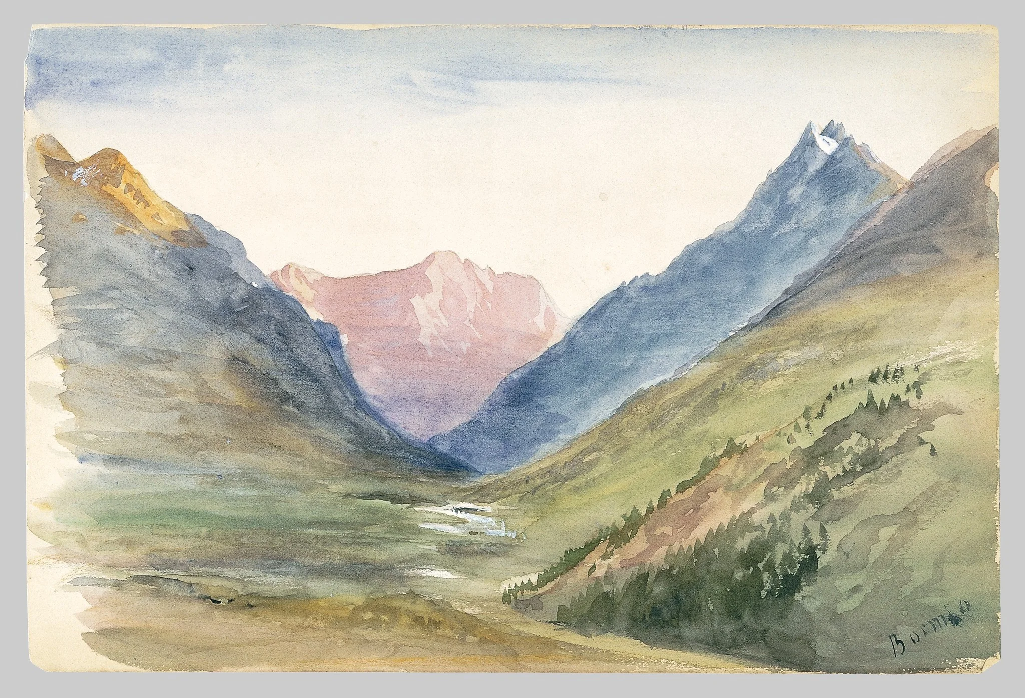 Mountain View at Bormio (from Switzerland 1869 Sketchbook), detail