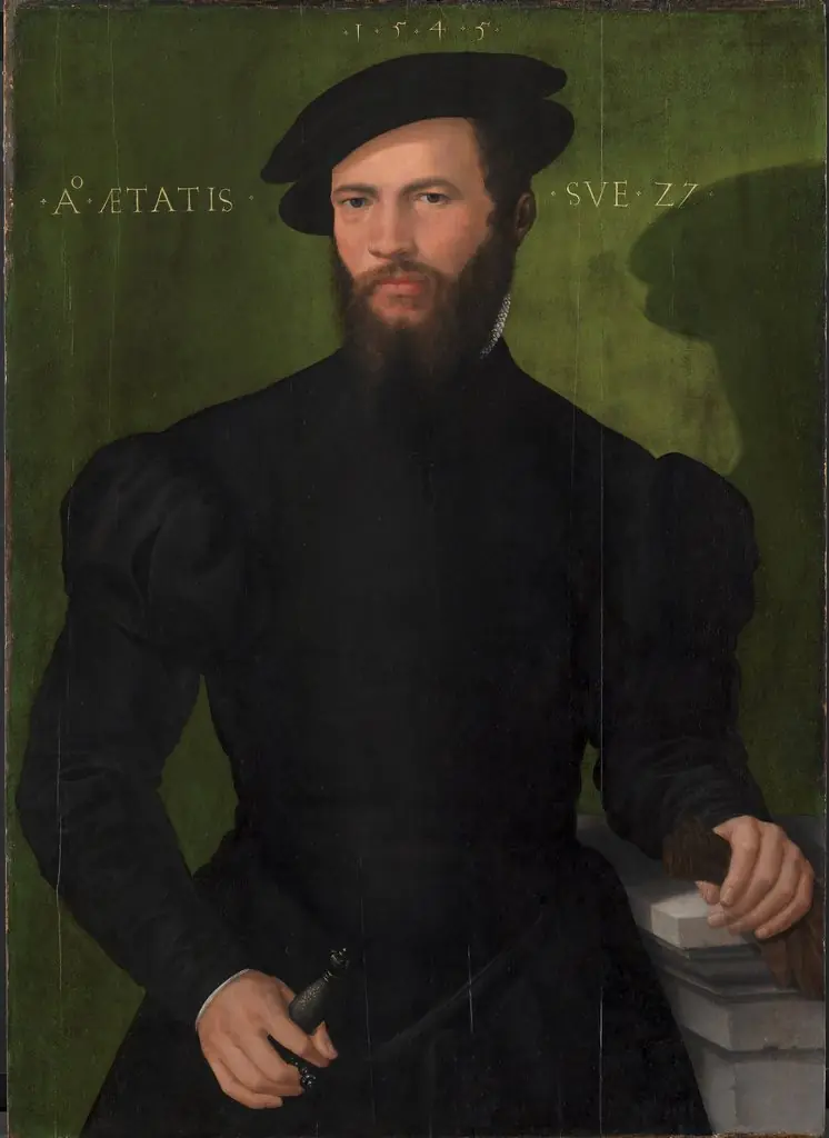 Portrait of a Gentleman aged 27, by Master of the 1540s, oil, 1545