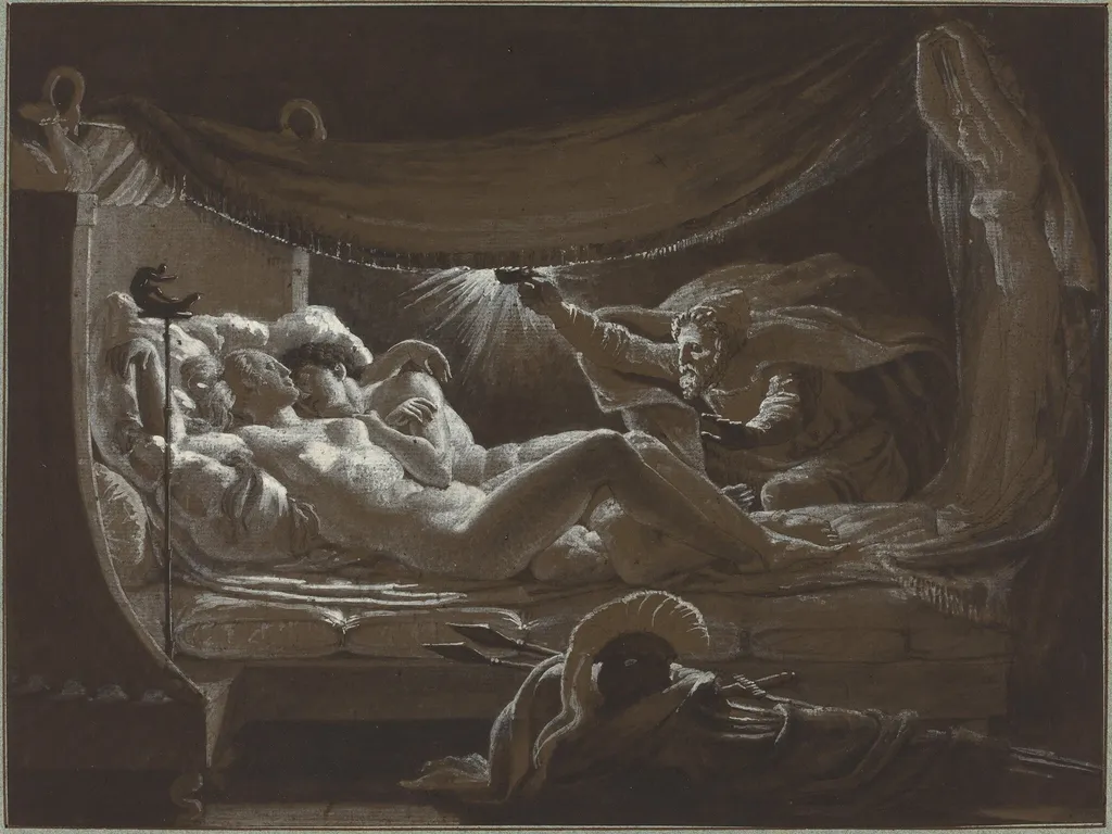 Vulcan Discovering Venus and Mars, by François-Édouard Picot, ink, 1827