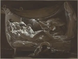 Vulcan Discovering Venus and Mars, by François-Édouard Picot, ink, 1827