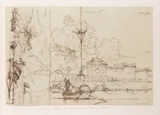 The A-Ma temple, Macau, and the nearby rocks, both seen from the bay, by George Chinnery, 16
