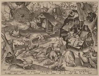Sloth, by Pieter van der Heyden, ink, 1558