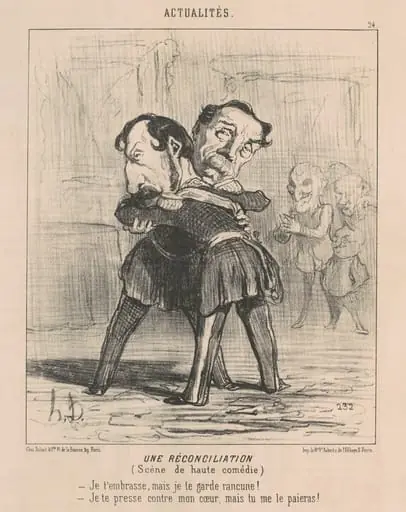 Un réconciliation, scène de haute comédie ..., by Honoré Daumier, ink, 1850