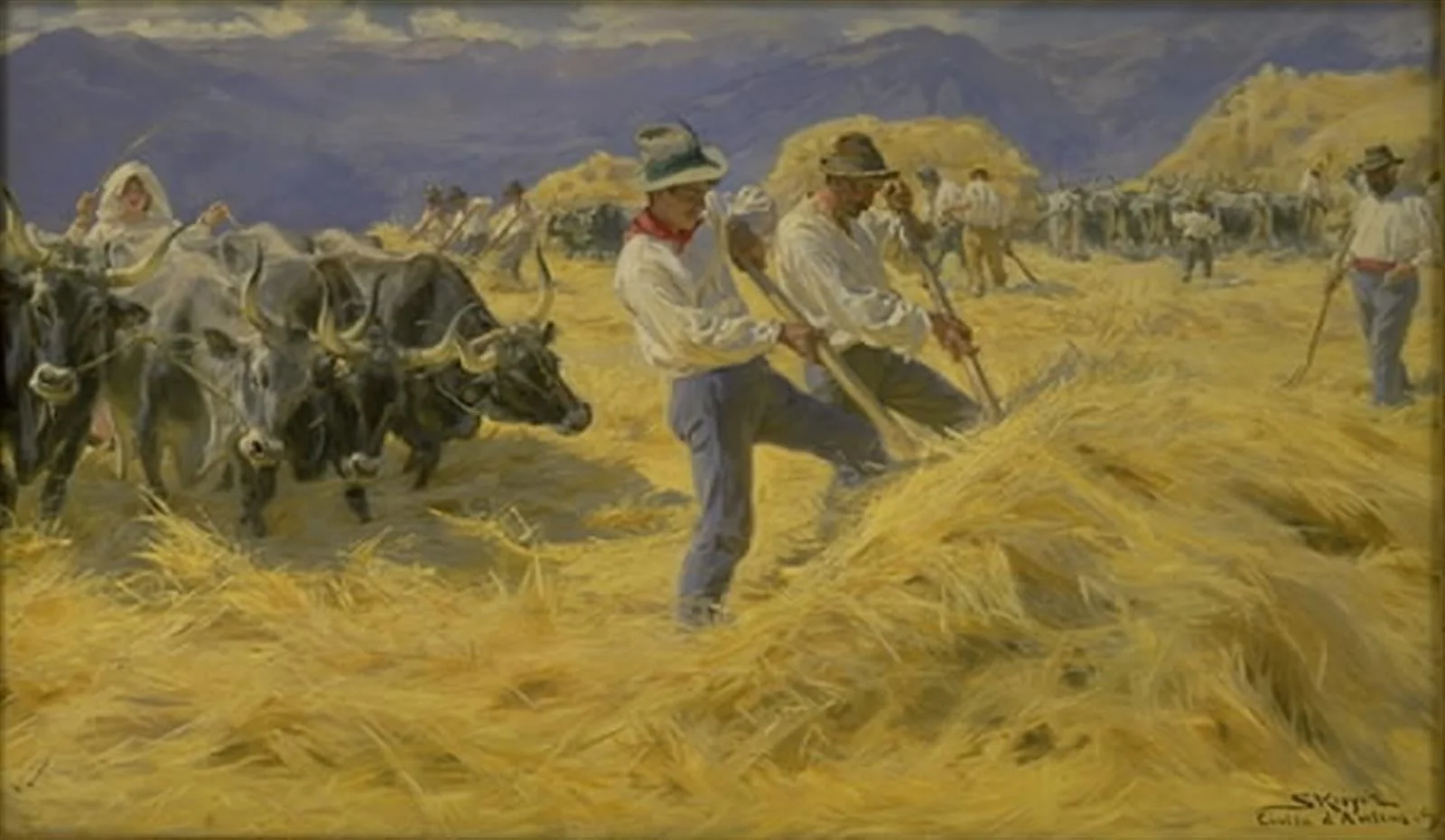 Threshing in the Abruzzi. Cività d'Antino, detail