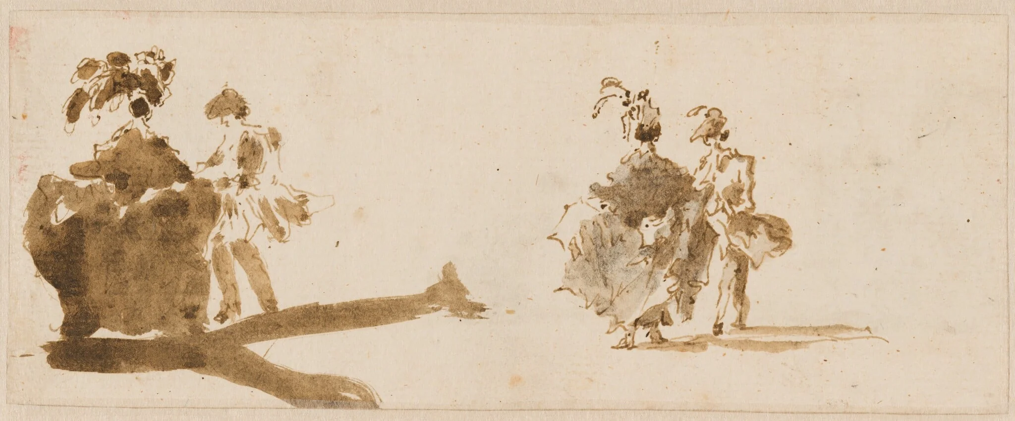 Two Elegant Couples [verso], detail