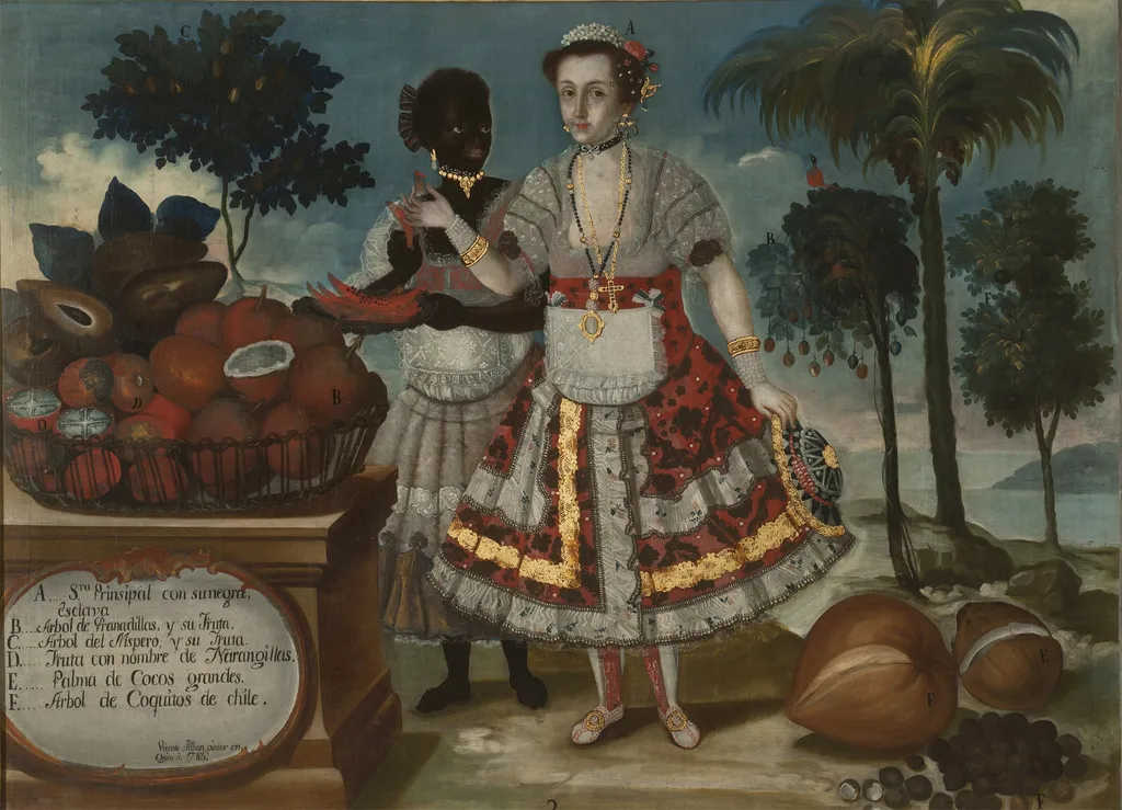 Noble Woman with Her Black Slave (Sra. principal con su negra esclava), by Vicente Albán, oil, 1792