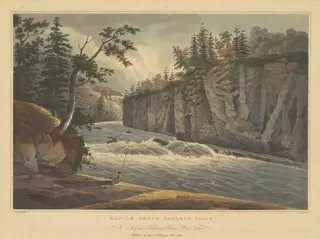 Rapids Above Hadley's Falls, by John Hill, ink, 1822