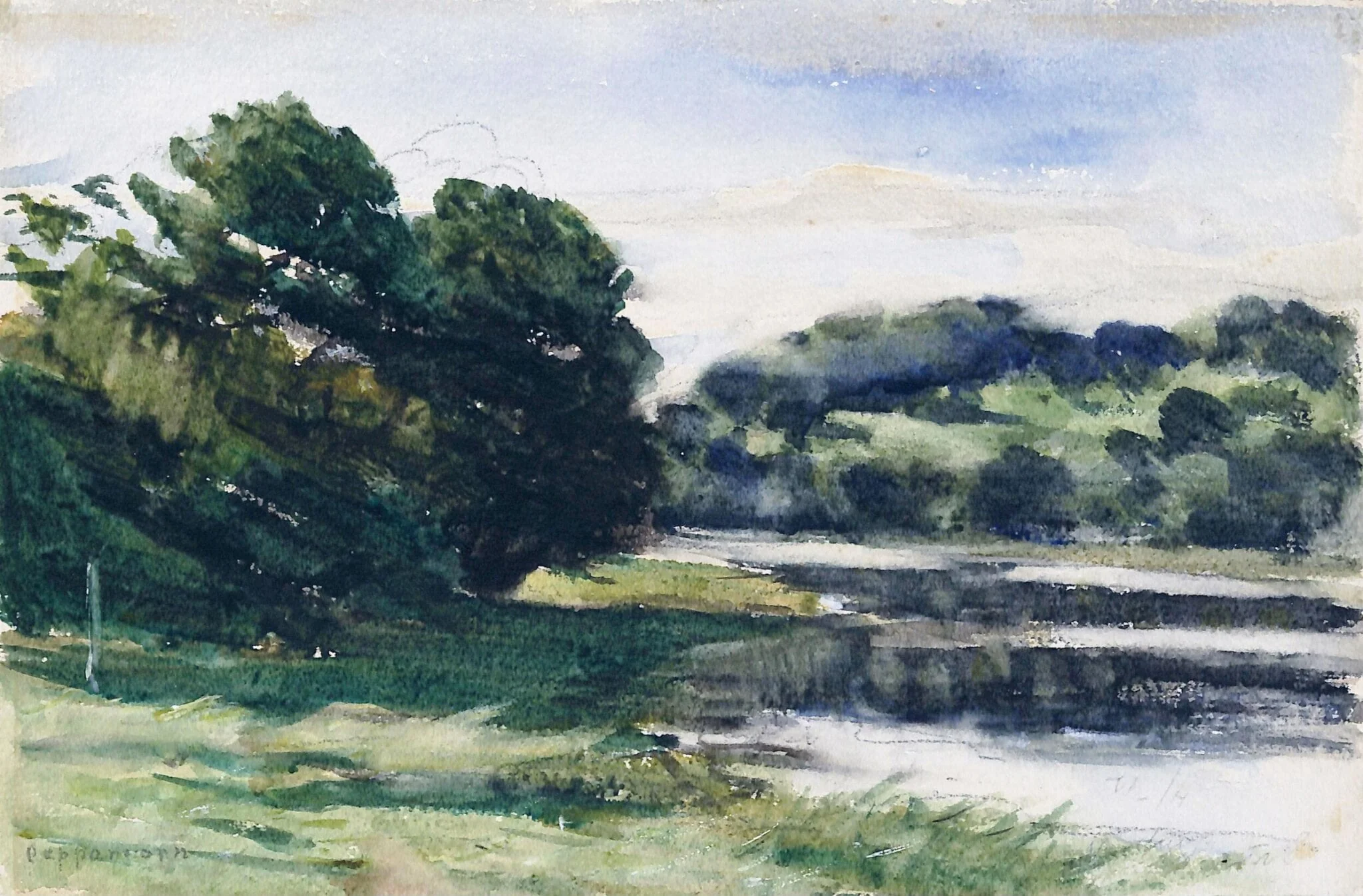 Landscape with river, detail