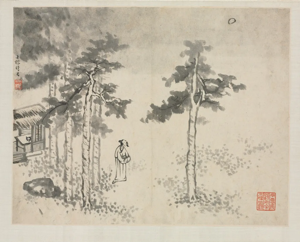 Landscape Album in Various Styles: Shibiao Waiting for the Moon, by Zha Shibiao, unspecified, 1692