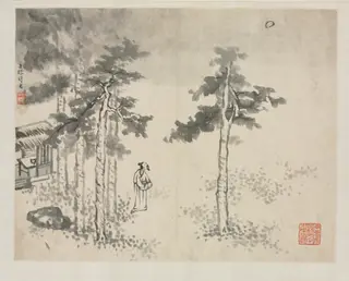 Landscape Album in Various Styles: Shibiao Waiting for the Moon, by Zha Shibiao, unspecified, 1692
