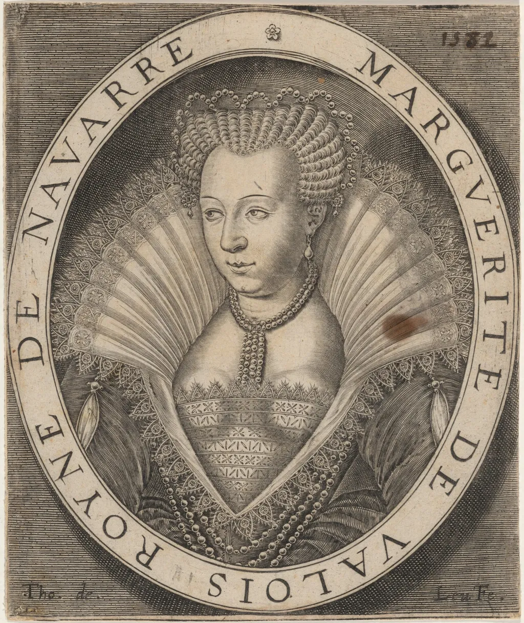 Marguerite de Valois, Wife of Henry of Navarre, by Thomas de Leu, ink, 1590