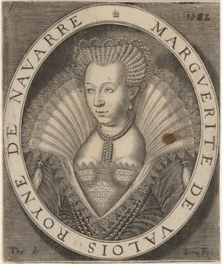 Marguerite de Valois, Wife of Henry of Navarre, by Thomas de Leu, ink, 1590