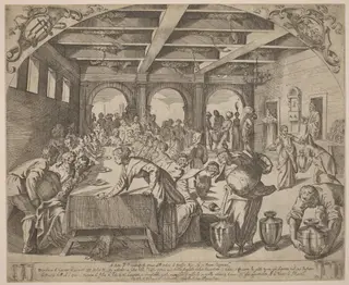 The Marriage at Cana, by Odoardo Fialetti, ink, 1606