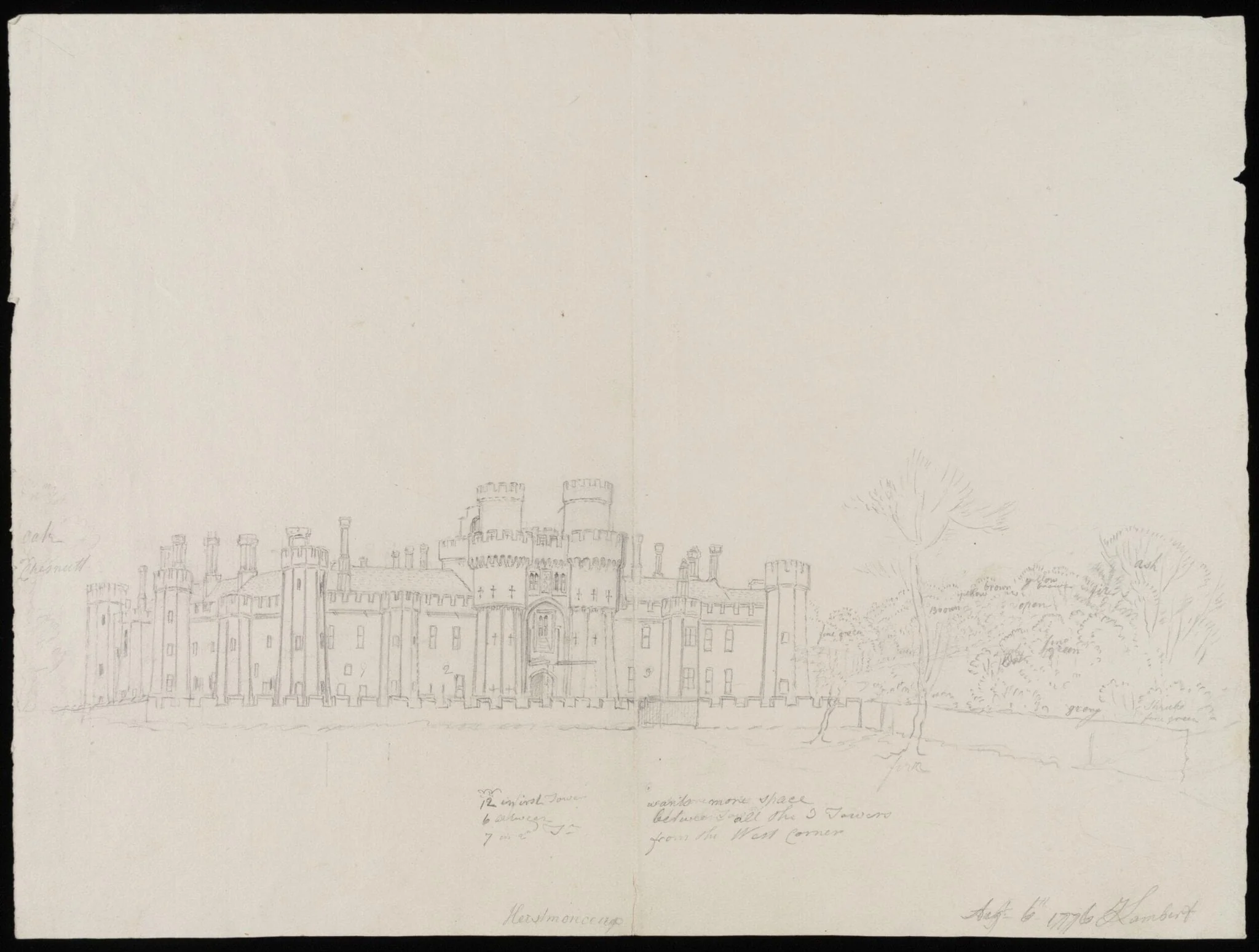 General view of exterior., detail