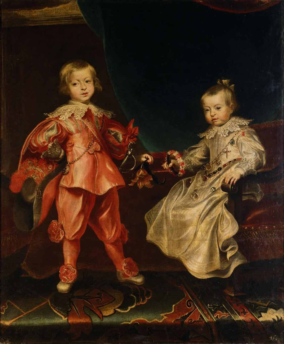 Portrait of Ferdinand IV with his sister Maria Anna, detail