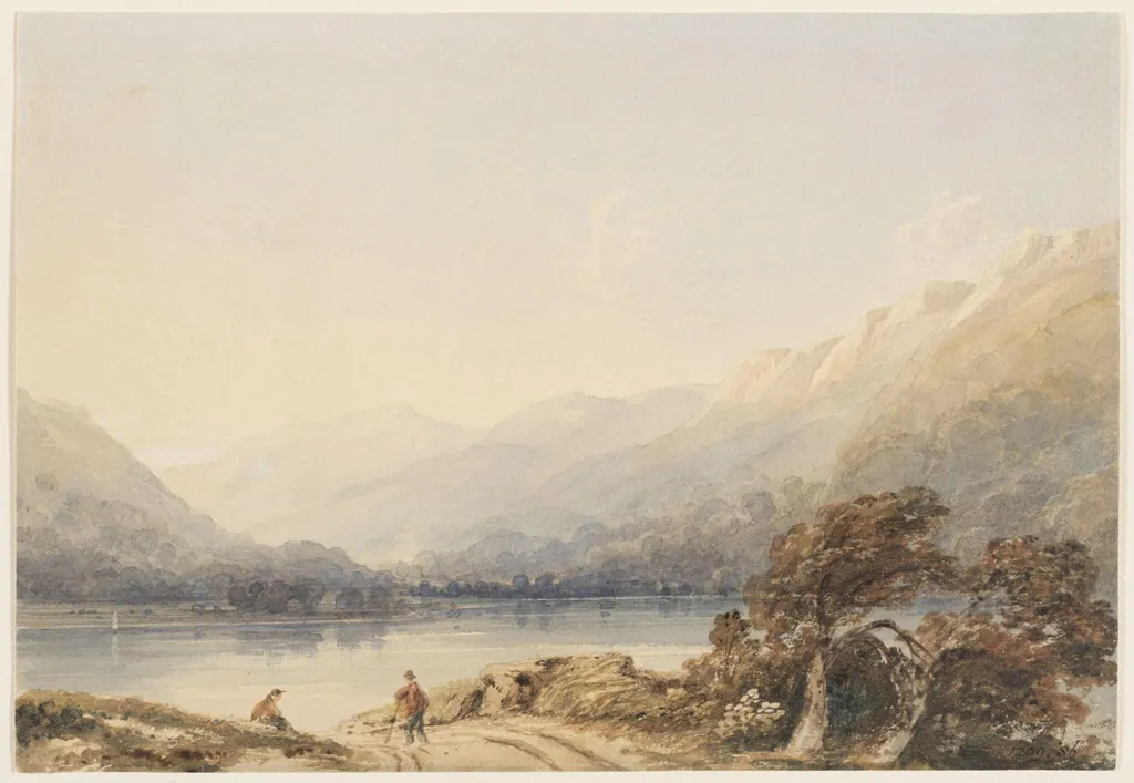 Lake scene with mountains, by John Singleton Copley, watercolor, 1805