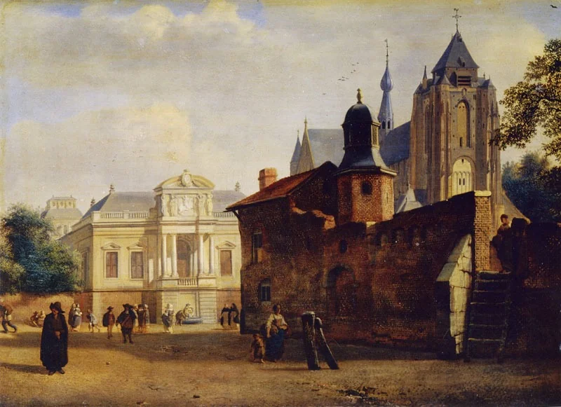 The Great Church in Veere with a Fantasy Villa, detail