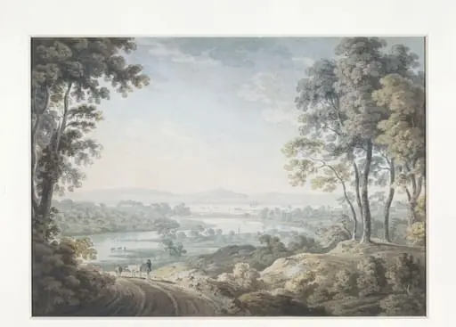 Lymington River, with the Isle of Wight in the distance, by Jonathan Fisher, watercolor, 1797