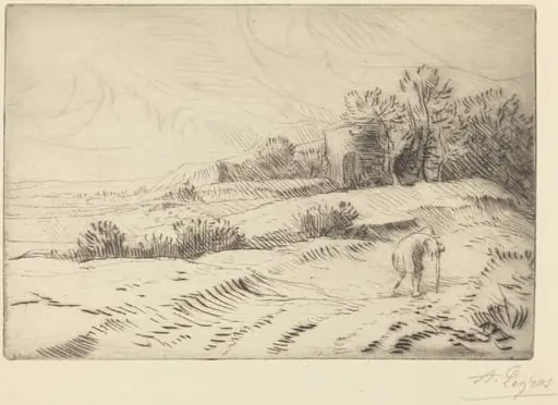 Tower (La tour), by Alphonse Legros, ink, 1874