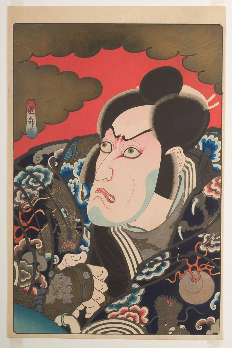 歌川国升画 五代目市川海老蔵 「熊谷次郎直実」|Kabuki Actor Ichikawa Ebizō V as Kumagai Jirō Naozane, detail
