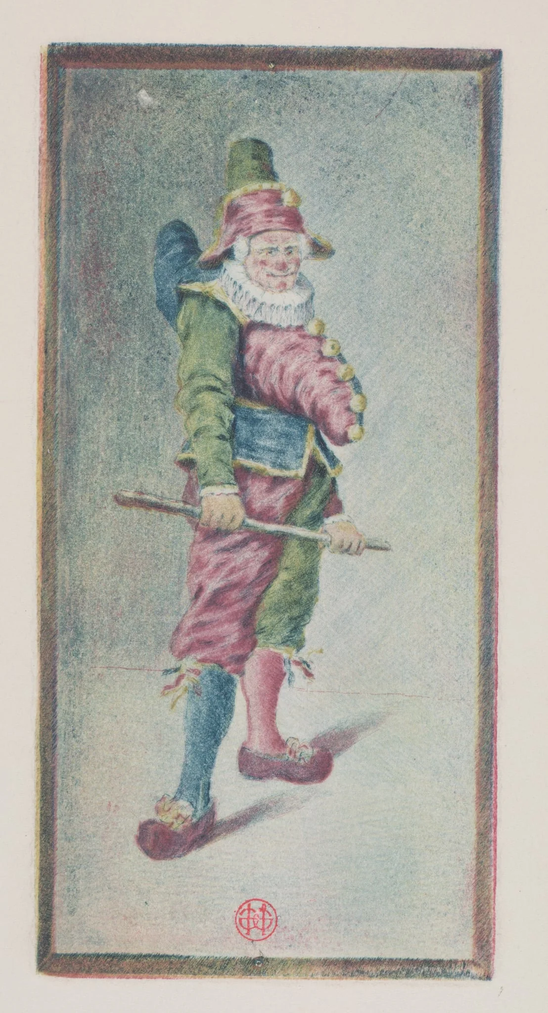 Punchinello, Three-quarters to the Right, detail
