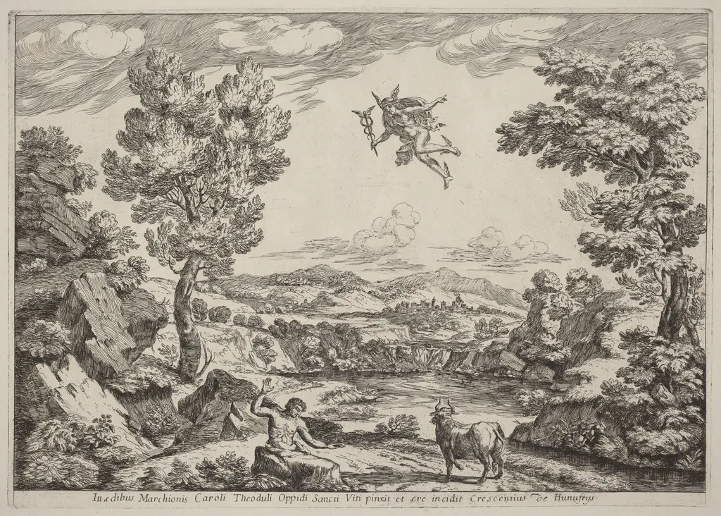 Balthus Turned to Stone, by Crescenzio Onofri, ink, 1696
