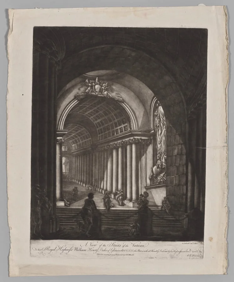 A View of the Stairs of the Vatican, detail