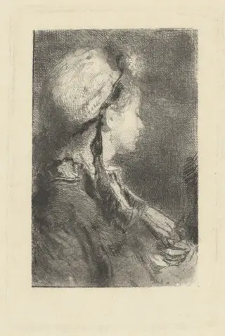 The Artist's Wife in Profile Facing Right, by Mosè Bianchi, ink, 1880