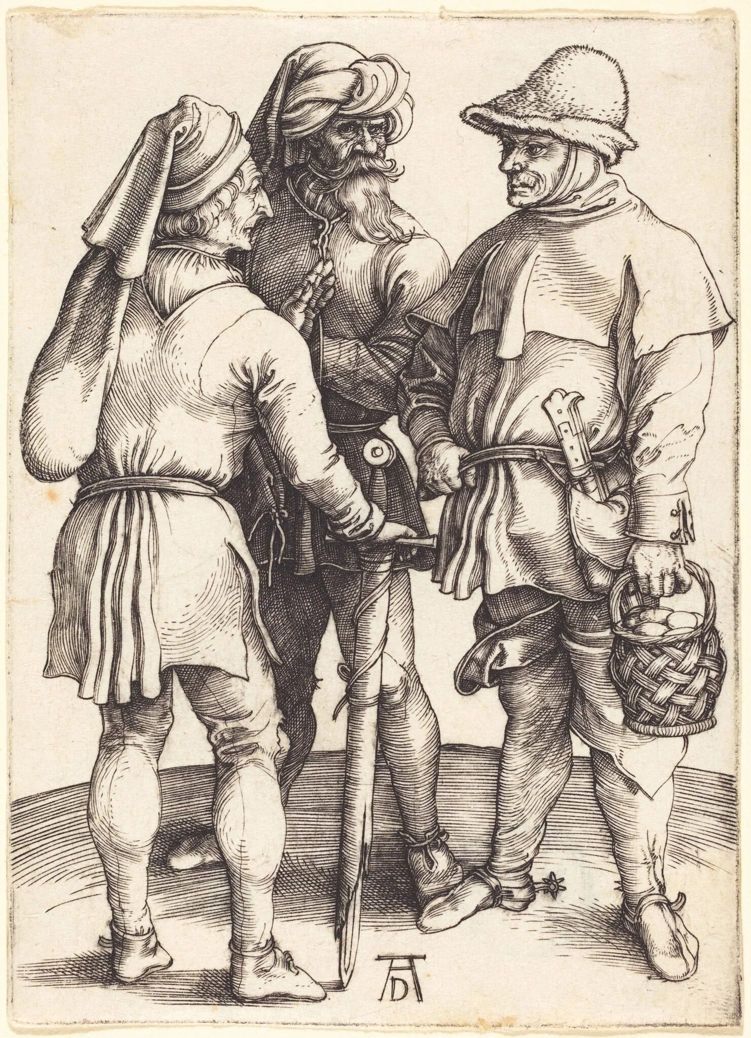 Three Peasants in Conversation, detail
