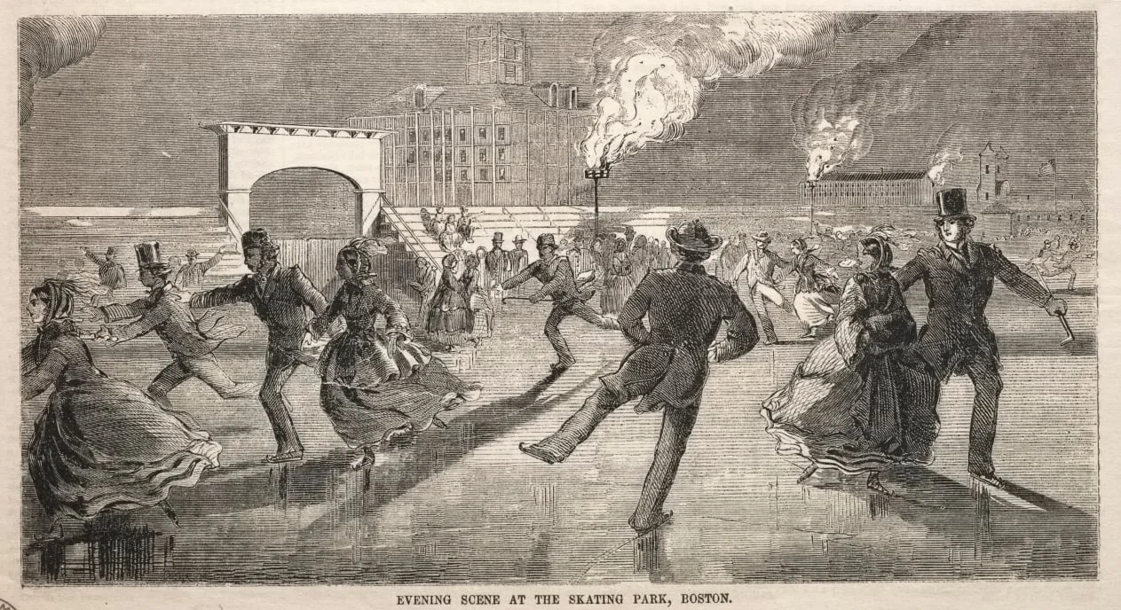 Evening Scene at the Skating Park, Boston, detail