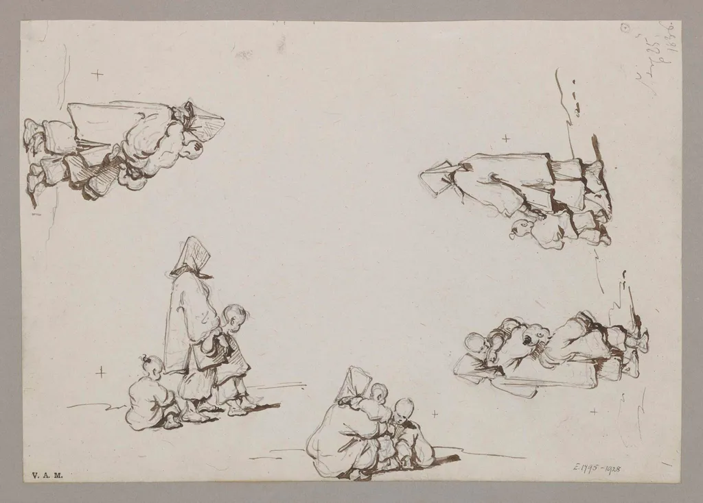 Tanka women and children, by George Chinnery, 16
